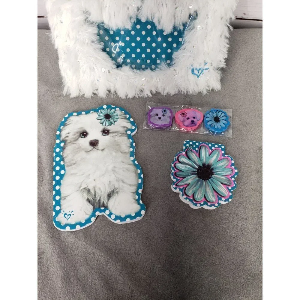 JUSTICE PUPPY STATIONARY‎ SCHOOL SUPPLY SET SHIMMERING & SHAGGY ACCESSORIES